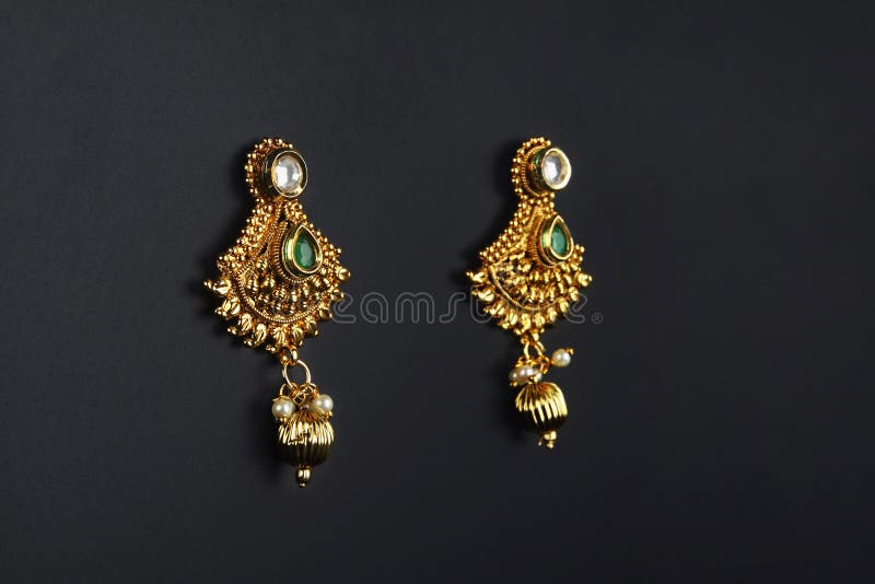 Indian Traditional Gold Earrings Stock Photo Image of closeup, jewel