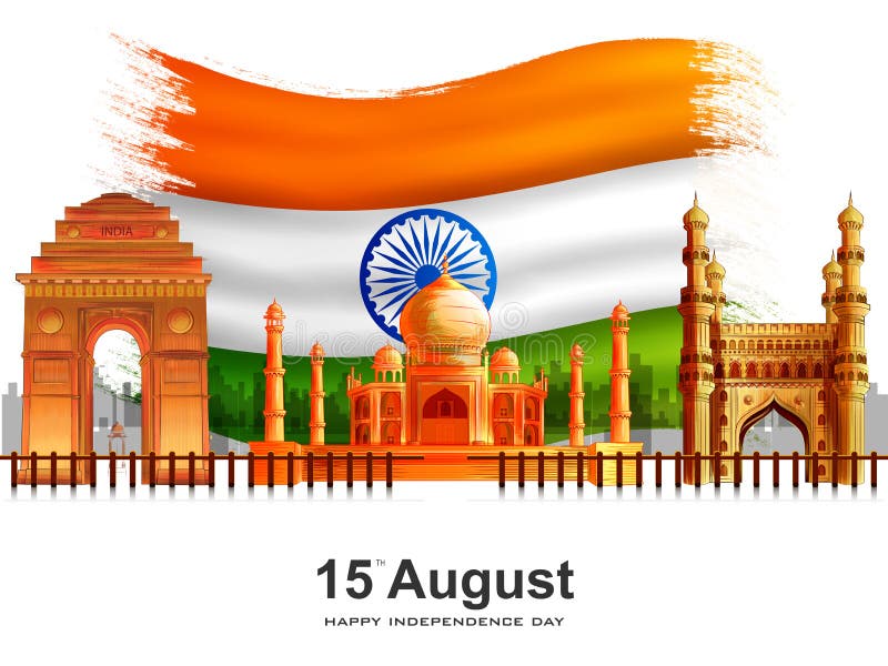 Indian Tricolor Background for 15th August Happy Independence Day of India  Stock Vector - Illustration of country, mughal: 154657781
