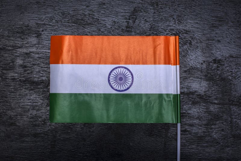 Indian Tricolor Flag on Black Background. Indian Independence Day Concept  Stock Image - Image of symbol, silk: 222673901