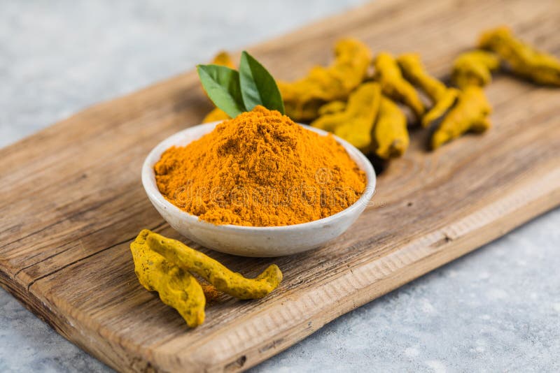 Indian Turmeric Powder and Root. Turmeric Spice Stock Image Image of