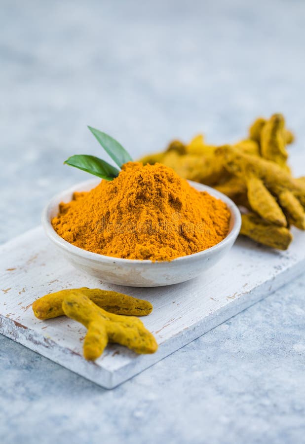 Indian Turmeric Powder and Root. Turmeric Spice Stock Image Image of