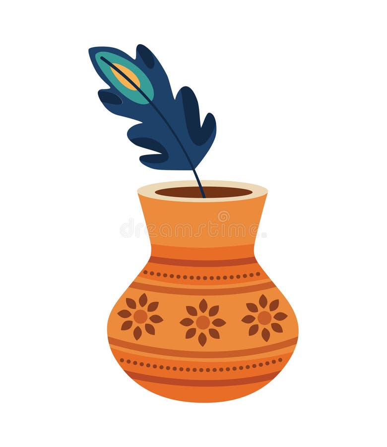 Indian Vase with Peacock Feather Stock Illustration Illustration of