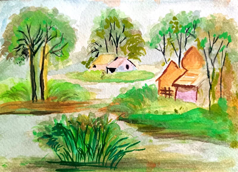 Watercolor Village landscape painting | watercolor painting for beginners |  Landscape painting watercolor, Watercolor painting for beginners, Beginners  landscaping