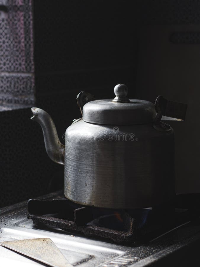 Indian vintage Aluminium Tea Kettle stock images. stock photo Indian vintage Aluminium Tea Kettle stock images. stock photo