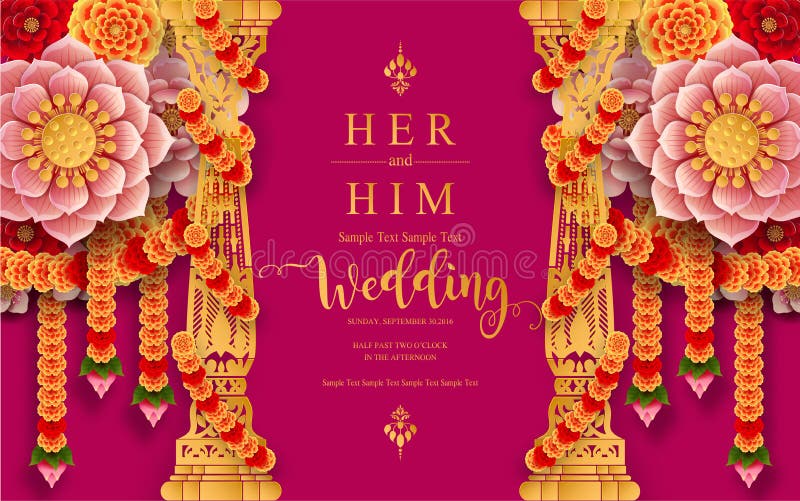 Indian Wedding Invitation Carddian Wedding Invitation Card Templates with  Gold Patterned and Crystals on Paper Color Background. Stock Vector -  Illustration of elegant, dubai: 128280140