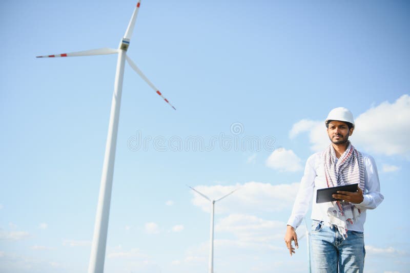 Indian Windmill Engineer Inspection and Progress Check Wind Turbine