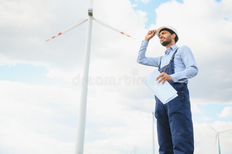 Indian Windmill Engineer Inspection and Progress Check Wind Turbine