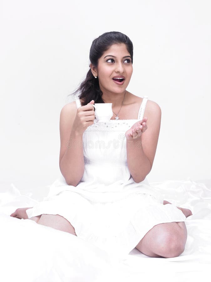 Indian Woman Drinking Her Tea Stock Image Image of hand, girl 7387395