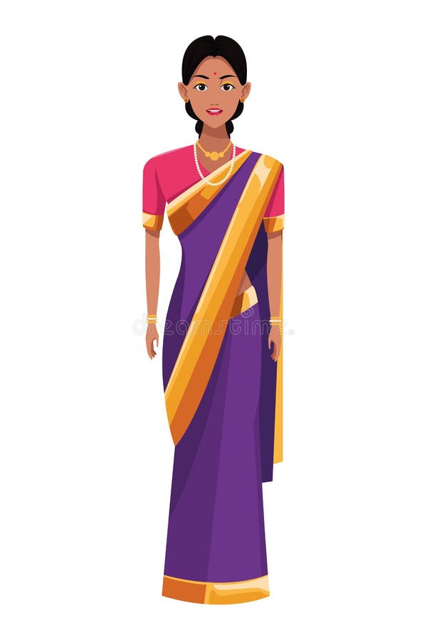 Indian Woman Wearing Traditional Hindu Clothes Stock Vector ...