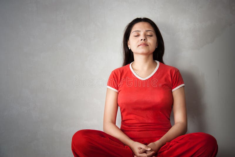 Indian Yoga Girl in red dress