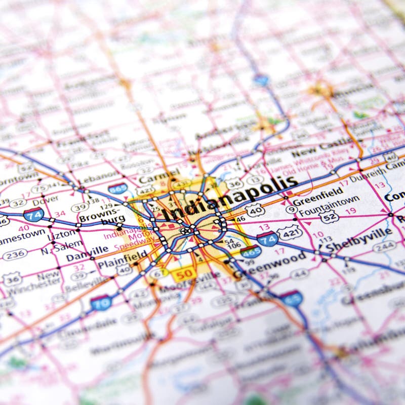 Indiana Highway Map Close Up Stock Photo Image Of Traveling America