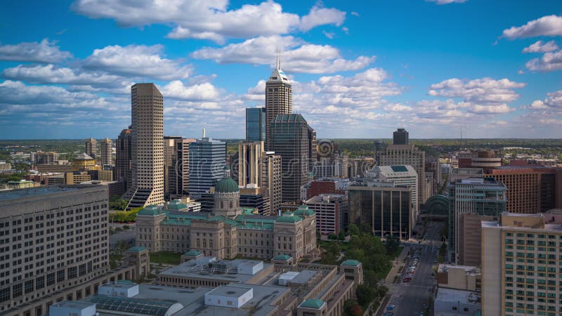 Indiana, Indianapolis, USA downtown city time lapse