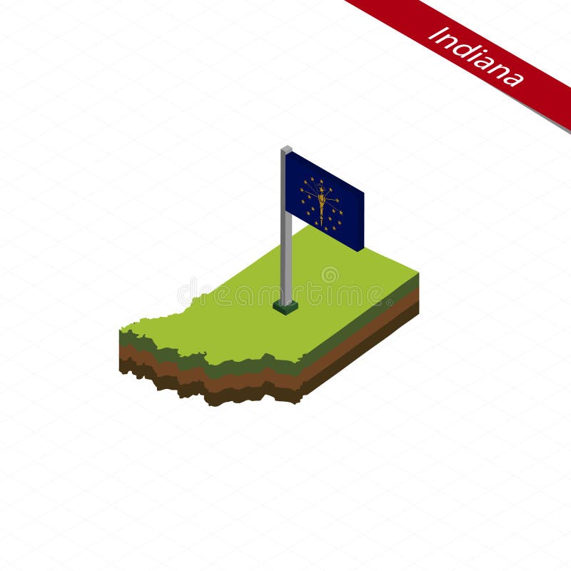 Indiana Isometric-Karte und -flagge Auch im corel abgehobenen Betrag stock abbildung Indiana Isometric-Karte und -flagge Auch im corel abgehobenen Betrag stock abbildung