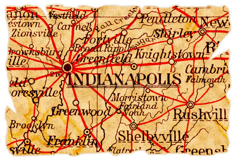 Indianapolis-alte Karte lizenzfreie stockbilder Indianapolis-alte Karte lizenzfreie stockbilder