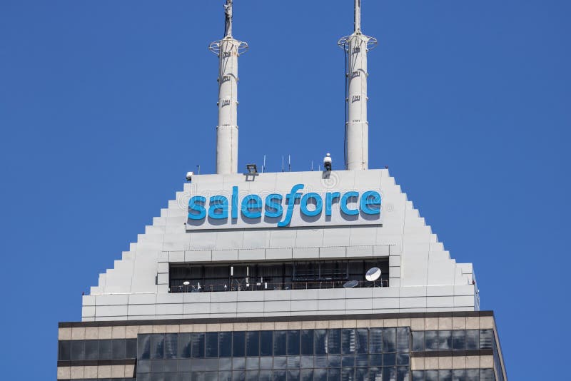 Recently renamed Salesforce Tower. Salesforce.com is a cloud computing company and will add 800 new jobs to Indianapolis I. Recently renamed Salesforce Tower. Salesforce.com is a cloud computing company and will add 800 new jobs to Indianapolis I