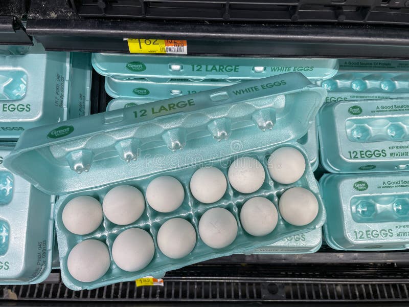 Egg Display at Walmart. Egg Prices Have Gone Up Due To Inflation and