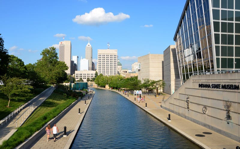 Indianapolis skyline from Canal Walk stock image Indianapolis skyline from Canal Walk stock image