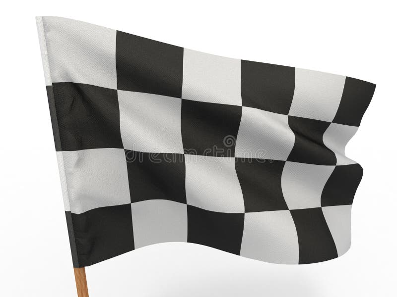 Finishing checkered flag on white background. 3d. Finishing checkered flag on white background. 3d