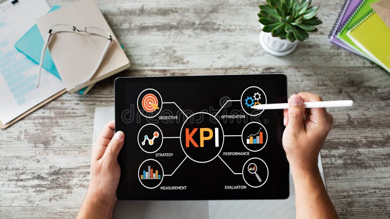 Indicador de desempenho chave de KPI Conceito industrial da estratégia de marketing da empresa de manufatura