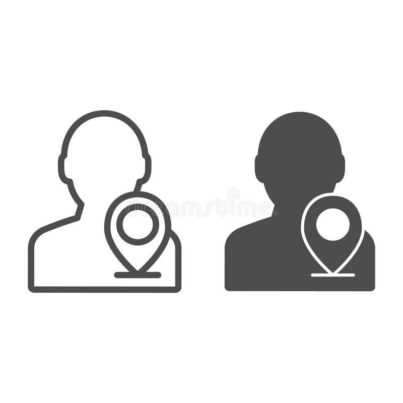 Indicador del mapa con la línea del hombre y el icono del glyph Ejemplo del vector de la ubicaci?n de la persona aislado en blanc ilustración del vector Indicador del mapa con la línea del hombre y el icono del glyph Ejemplo del vector de la ubicaci?n de la persona aislado en blanc ilustración del vector