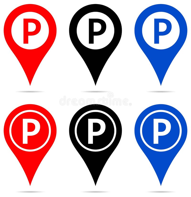 Indicador del mapa con los iconos de la muestra del estacionamiento
