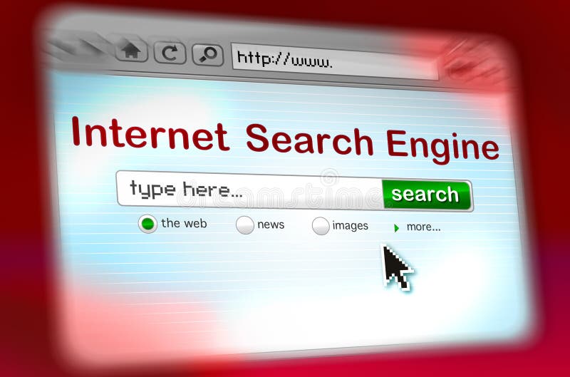 An OS window shows a web search page Inside the page some Search engine elements: a text field (type here) a search green button, some radio buttons and 4 links Red Background and an oval Zoon effect were designed to accelerate the impression Ideal concept image for internet marketing, Search engine optimization, or online advertisement. An OS window shows a web search page Inside the page some Search engine elements: a text field (type here) a search green button, some radio buttons and 4 links Red Background and an oval Zoon effect were designed to accelerate the impression Ideal concept image for internet marketing, Search engine optimization, or online advertisement.