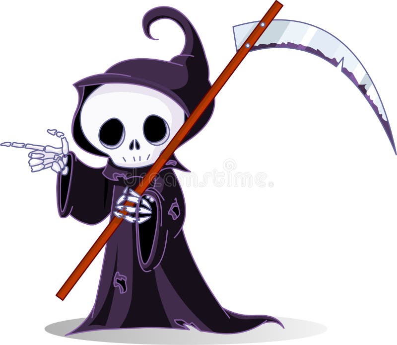 Indicare del reaper torvo del fumetto illustrazione vettoriale Indicare del reaper torvo del fumetto illustrazione vettoriale