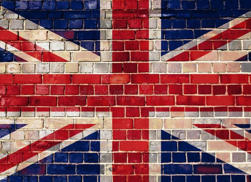 Union flag on a brick wall background. Union flag on a brick wall background