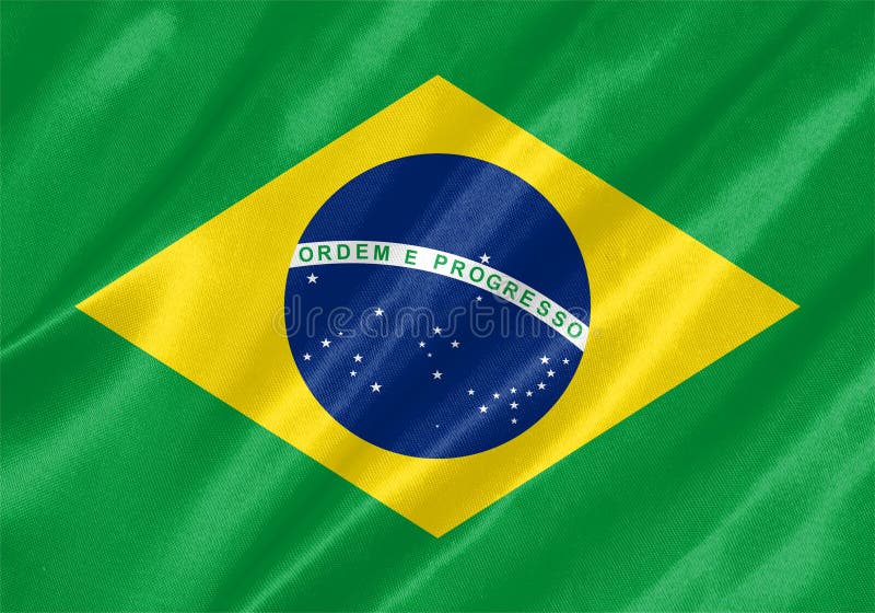 Brazil flag with waving on satin texture. Brazil flag with waving on satin texture.