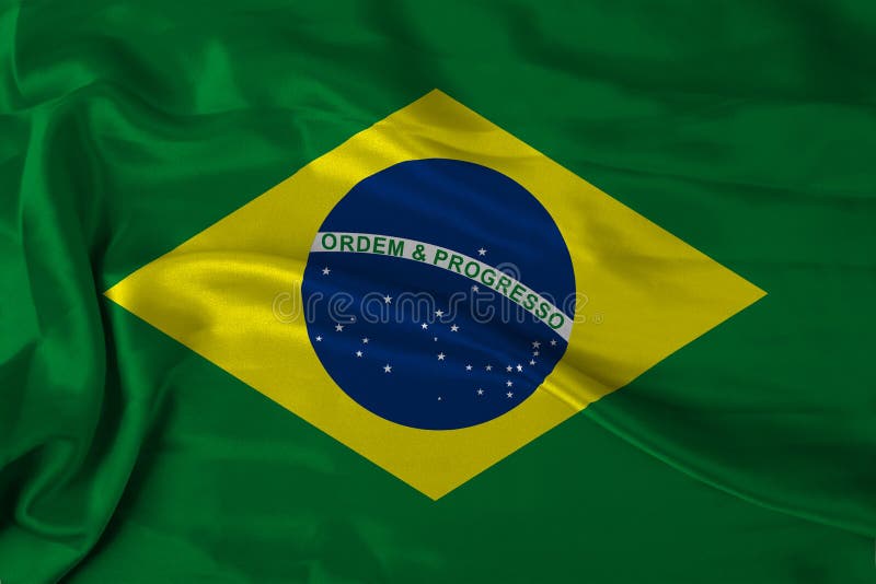 Satin texture Brazil flag waving. Satin texture Brazil flag waving