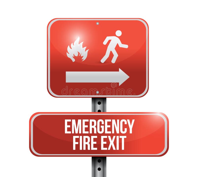 Indicativul de drum roșu pentru ieșirea de incendiu de urgență stock illustration