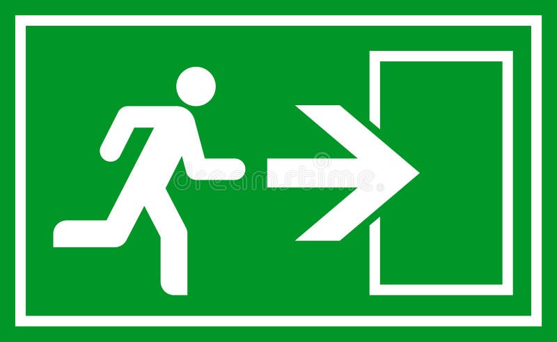 Indicator de funcționare și de ieșire. pictogramă ieșire. ieșire de urgență. simbol de siguranță. pictograma Evacuare ajutor de ev stock illustration