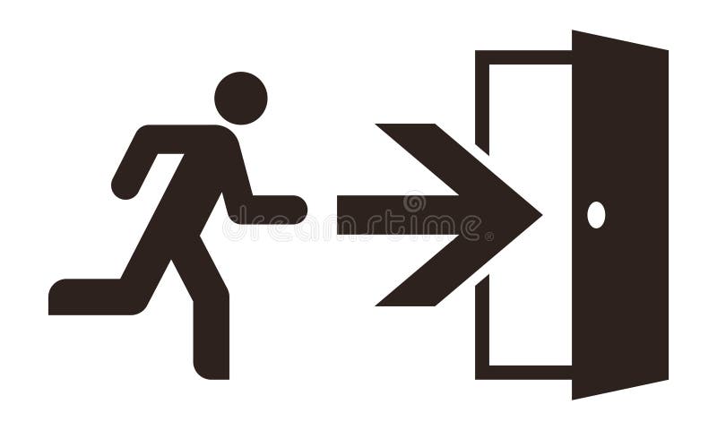Indicator de funcționare și de ieșire. pictogramă ieșire. ieșire de urgență. simbol de siguranță. pictograma Evacuare ajutor de ev royalty free illustration