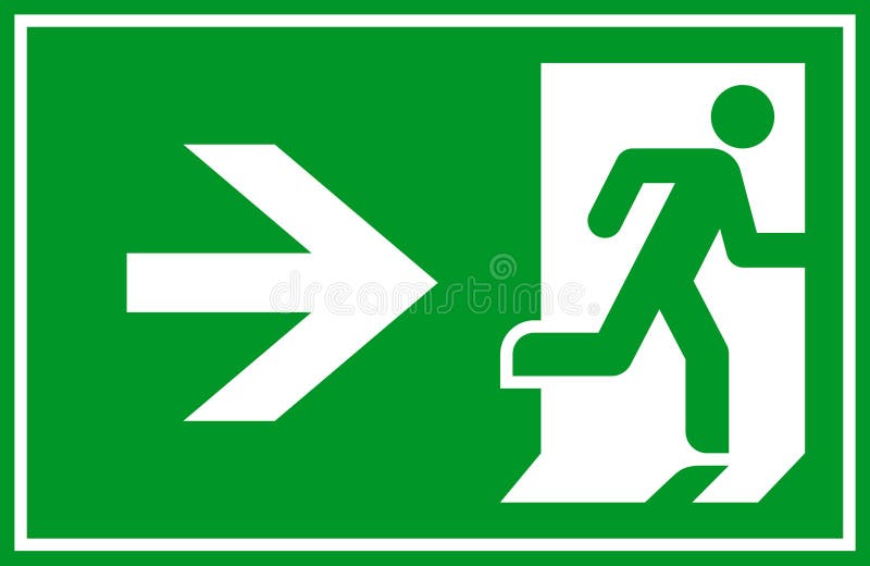 Indicator de funcționare și de ieșire. pictogramă ieșire. ieșire de urgență. simbol de siguranță. pictograma Evacuare ajutor de ev royalty free illustration