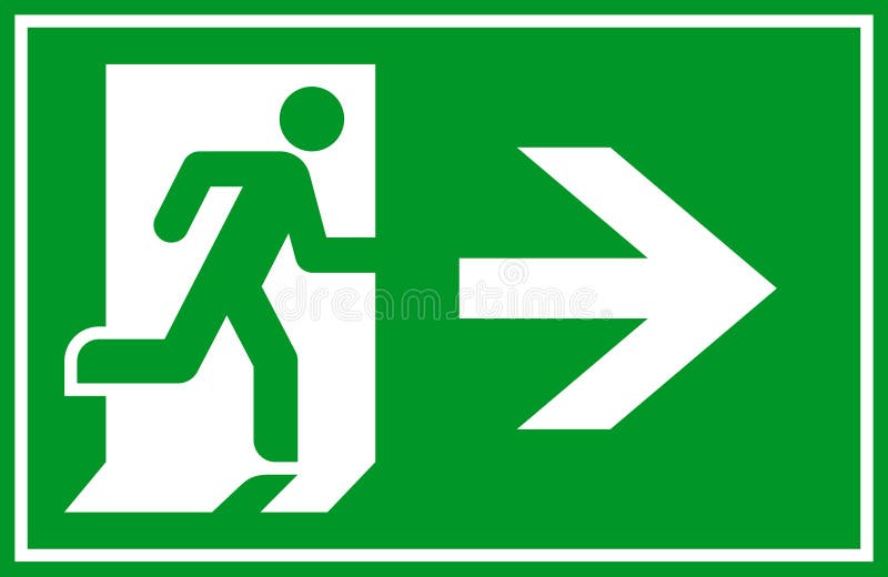 Indicator de funcționare și de ieșire. pictogramă ieșire. ieșire de urgență. simbol de siguranță. pictograma Evacuare ajutor de ev royalty free illustration