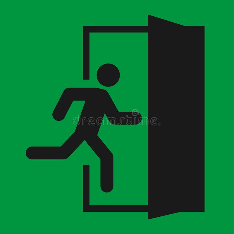 Indicator de funcționare și de ieșire. simbol de siguranță pictogramă vectorială. evacuare ajutor de evacuare royalty free illustration