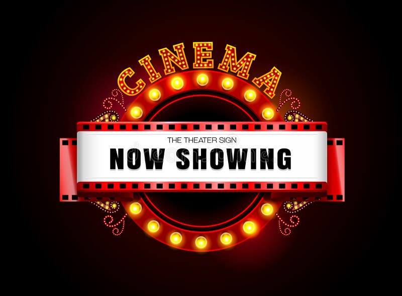 Indicator de teatru strălucitor cerc cerc retro stil Neon semn vector illustration