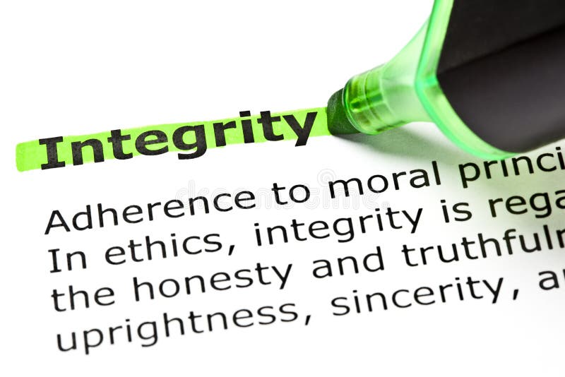 Indicatore del testo di verde di definizione di dizionario di integrità