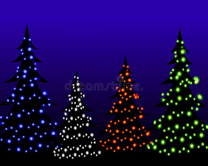 Albero Di Natale Yule.Indicatori Luminosi Dell Albero Di Natale Alla Notte Illustrazione Di Stock Illustrazione Di Noel Yule 3598469