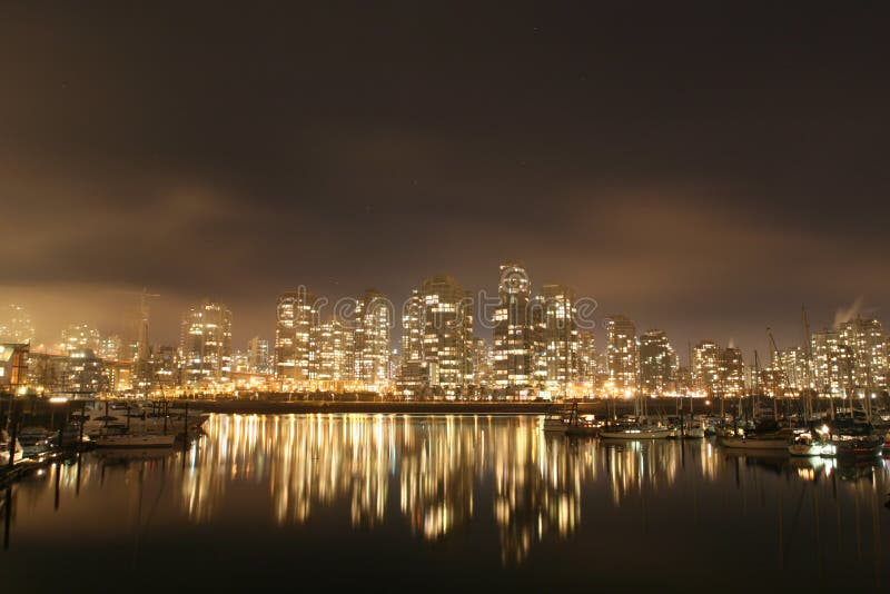 A foggy night capture of the downtown Vancouver,BC peninsula. A foggy night capture of the downtown Vancouver,BC peninsula.