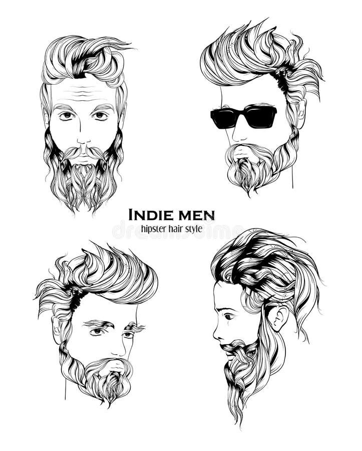 Indie men. stock vector. Illustration of face, hairstyle - 95058788