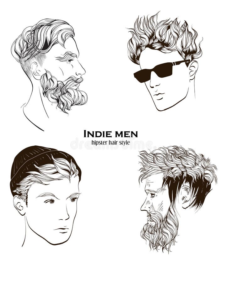 Indie Men. Hipster Hair Style Stock Vector - Illustration of human, beard:  95058814