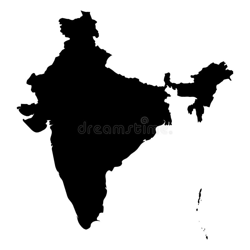 Indien - svart konturöversikt för heltäckande av landsområde Enkel plan vektorillustration stock illustrationer Indien - svart konturöversikt för heltäckande av landsområde Enkel plan vektorillustration stock illustrationer