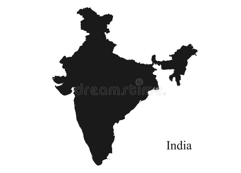 Indien ?versiktssymbol svart isolerad bild för kontur vektor av det asiatiska landet vektor illustrationer Indien ?versiktssymbol svart isolerad bild för kontur vektor av det asiatiska landet vektor illustrationer
