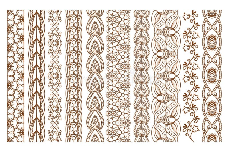 Indier Henna Seamless Borders vektor illustrationer Indier Henna Seamless Borders vektor illustrationer