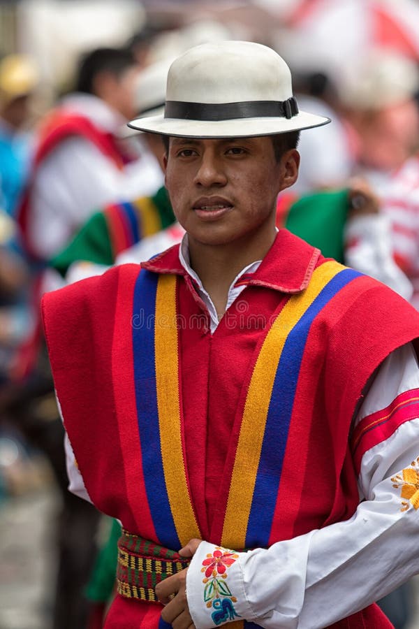 Indigenous Male in Colourful Clothing in Ecuador Editorial Image ...