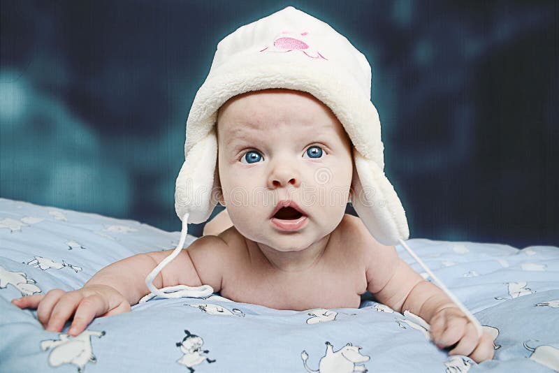 Indigo baby and funny hat