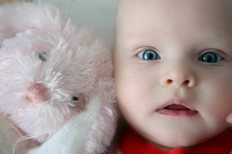 Indigo baby with pink bunny