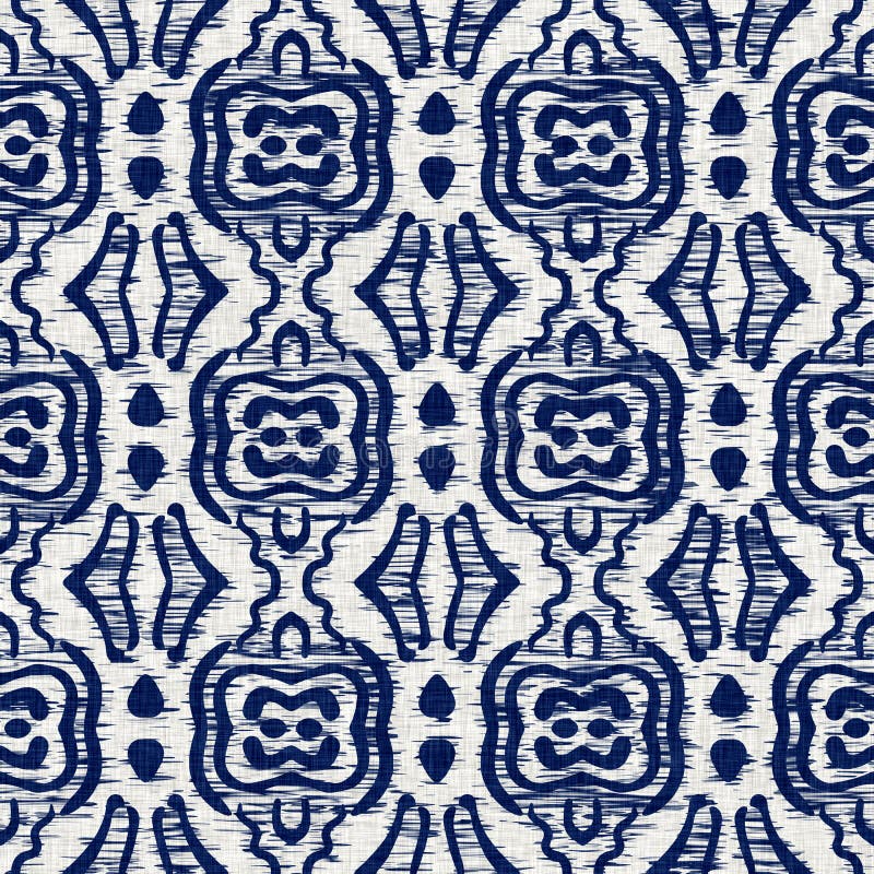 Indigo Dyed Fabric Geo Shape Pattern Texture. Seamless Textile Fashion ...