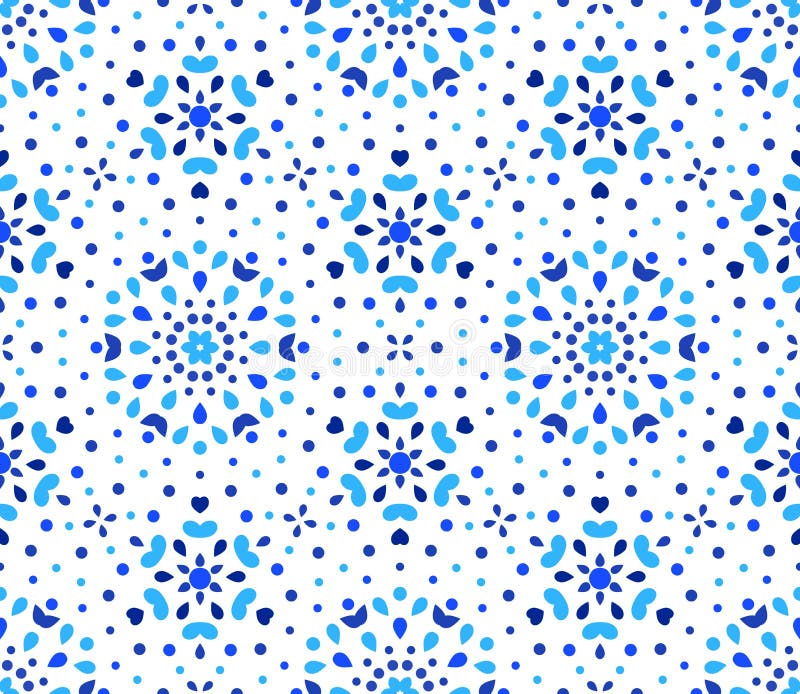 Indigoblå Dots Blue Flower Pattern stock illustrationer Indigoblå Dots Blue Flower Pattern stock illustrationer